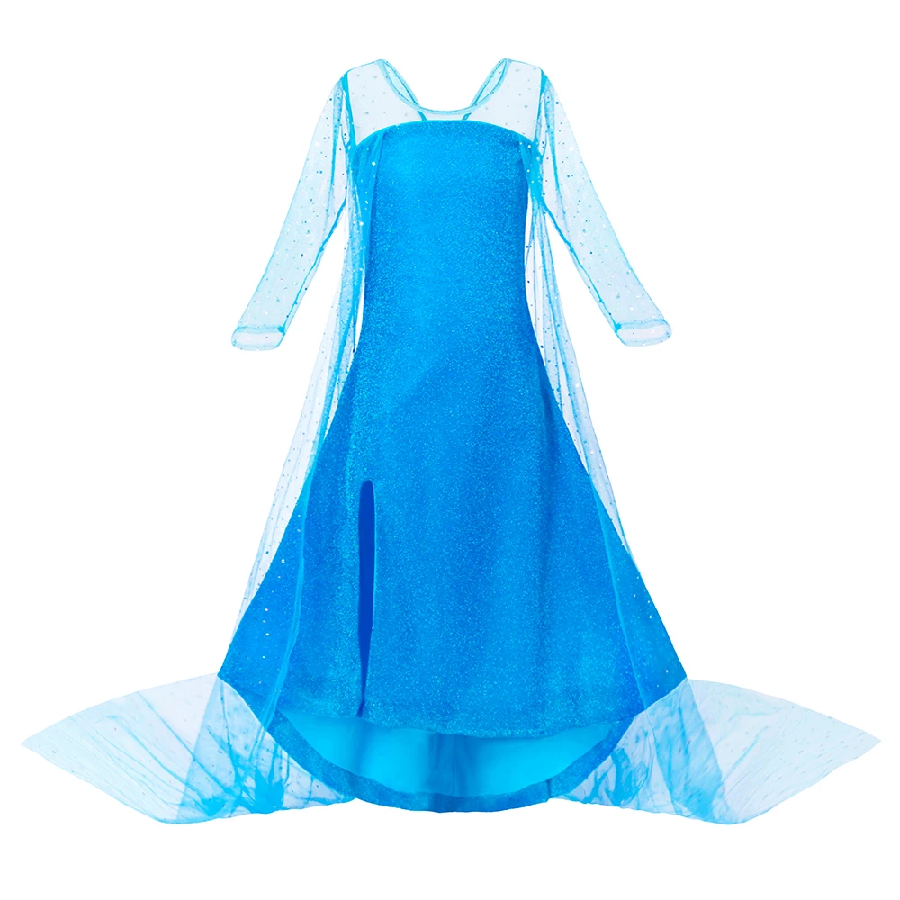 AmzBarley/кружевное платье принцессы Эльзы с длинными рукавами карнавальный костюм