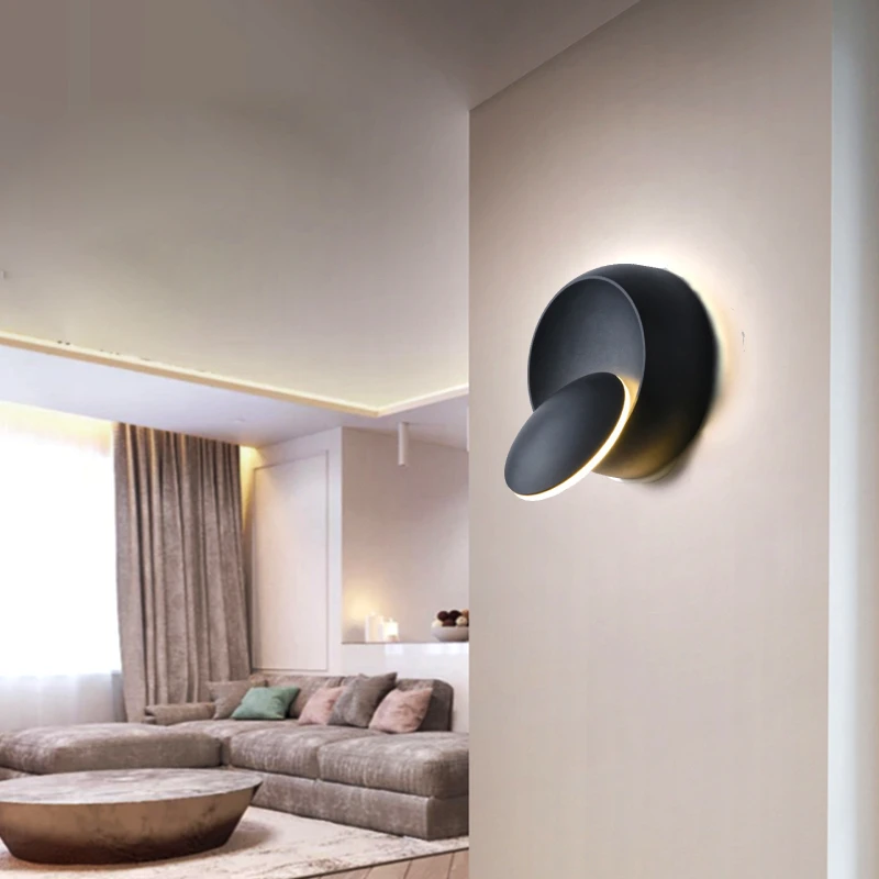 

Креативные Светодиодные Вращающиеся круглые настенные лампы, современные декоративные железные прикроватные светильники для спальни, гос...