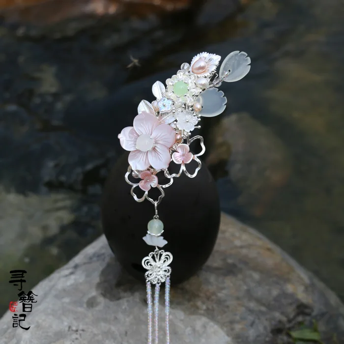 

Chinese Classical Flower Tassel Kanzashi Hair Stick Hanfu Accessory Handmade Hairpin Hair clip Handwork Hair Ornaments Cosplay