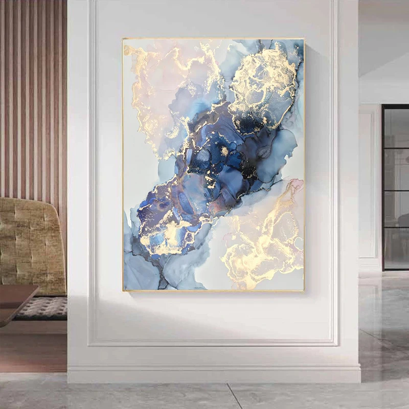 

Golden Wall Poster Abstract Interior Painting Modern Art Picture for Living Room Porch Interior Home Decorative Canvas Prints