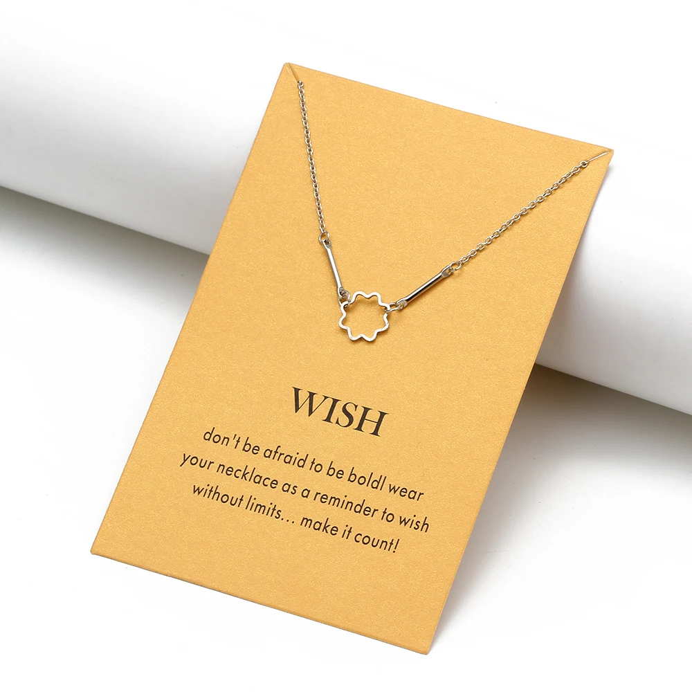 Wish Card милое ожерелье с цветком для женщин серебряная цепочка украшение на шею