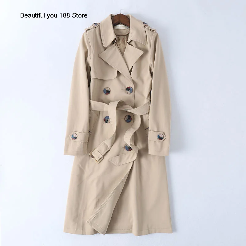 

Высококачественное двубортное пальто-поло средней длины с воротником, прямого кроя, облегающее осеннее пальто 2020