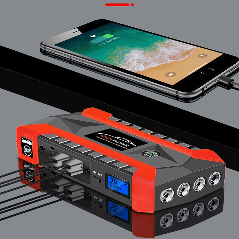 12v 28000mah car jump starter power bank portable emergency starter power bank for mobile phones tablet auto car battery booster free global shipping