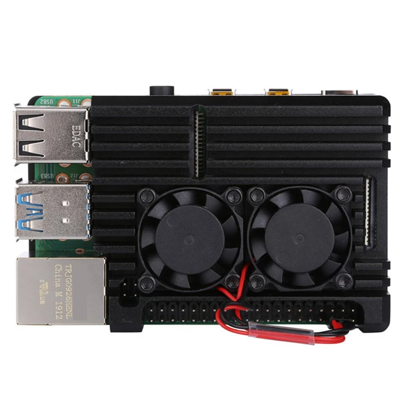 

for Raspberry Pi 4 4B Raspberry Pi Case with Dual Cooling Fan Aluminium Alloy Protection Cases for RPI 4/4B,Black