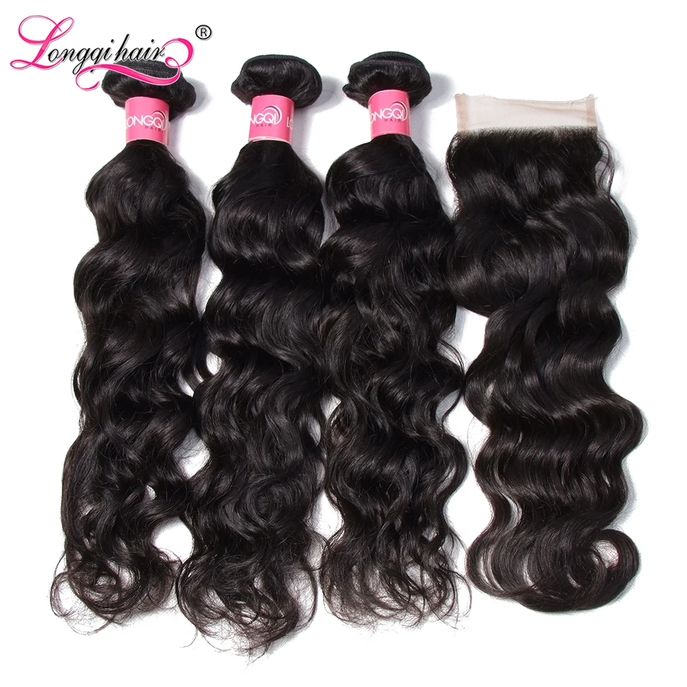 Волнистые волосы Longqi волнистые пучки с застежкой малазийские человеческие Remy 3