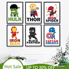 Постер с изображением супергероев из мультфильма Мстители Марвел для детской комнаты, настенное украшение для дома, Картина на холсте