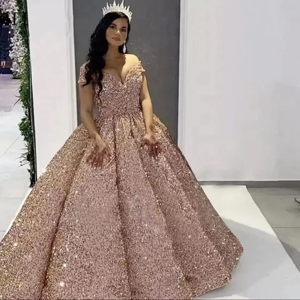 

Dubai Sweetheart Burgundy Luxury Wedding Dresses 2022 Pageant Sparkly Sequined Arabic Bridal Gowns Custom Made Vestido De Noiva