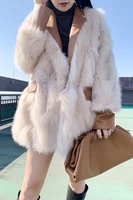 New Fur Leather Sheep Skin Suit Collar Fox Fur Jacket Women Mid-length Autumn and Winter Women Clothes