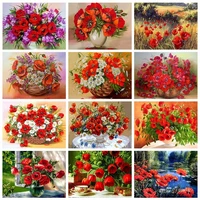 diamond painting kits poppy flower cross stitch diy mosaic embroidery full round with ab drill rhinestone decoration home gift