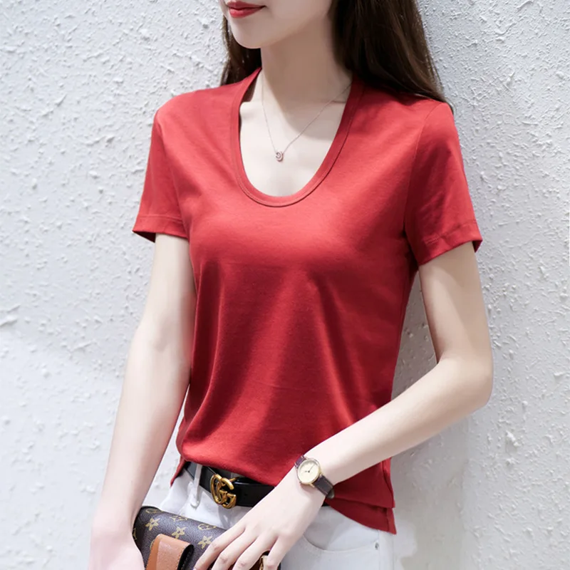 

Women's fashion soft casual breathable cotton short sleeve T-shirt