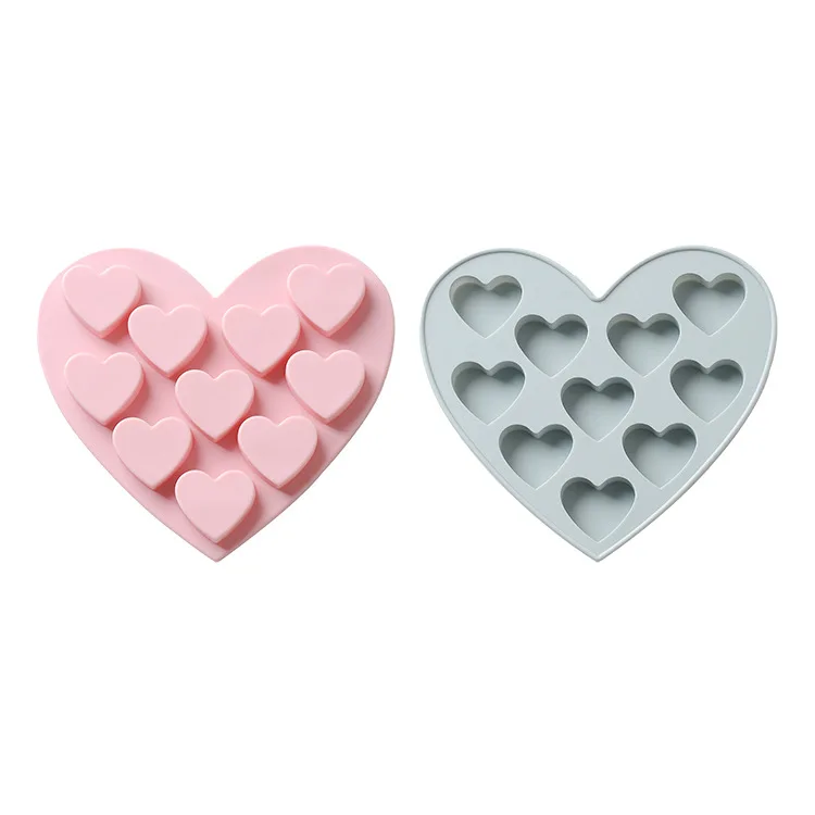 

Homemade 10 Heart Silicone Cake Molds DIY Chocolate Fudge Biscuit Baking Mold Ice tray mould Kitchenware cake decorating tools