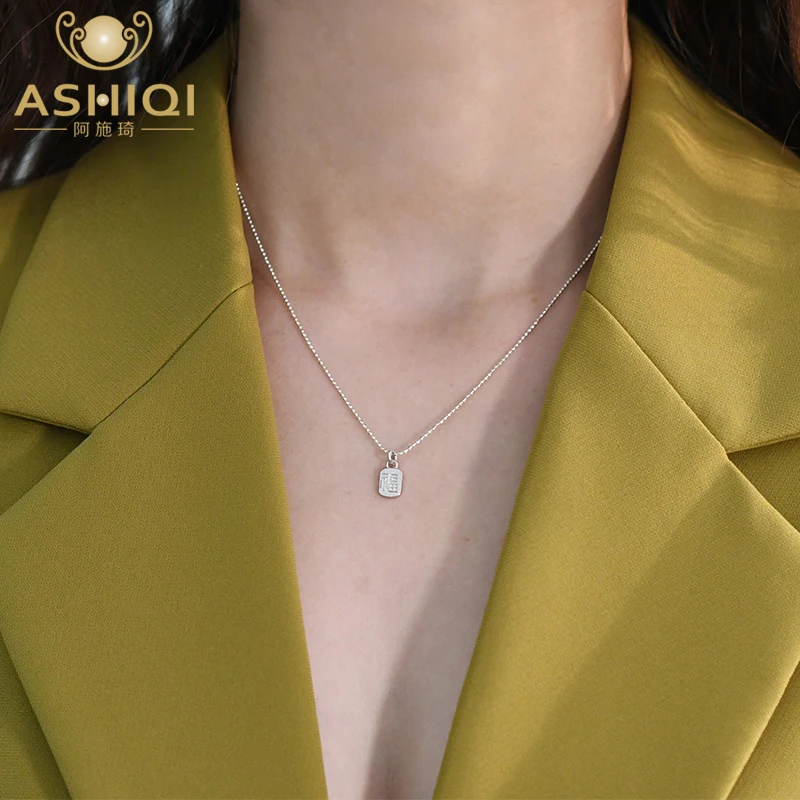 

ASHIQI Genuine 925 Sterling Silver Pendant Necklace Fashion Jewelry for Women Gift New Trend