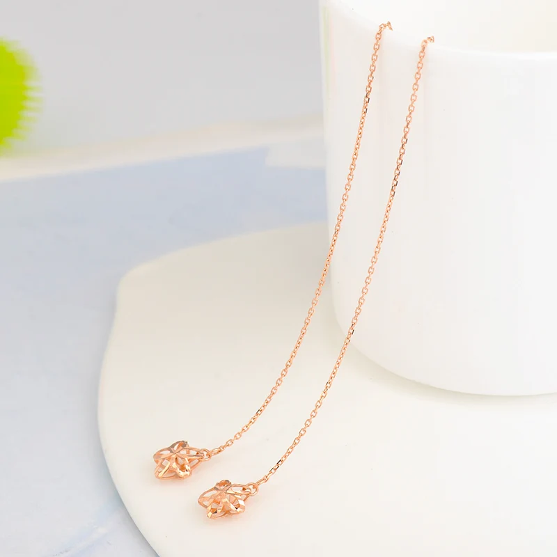 JYM18K чистое золото серьги Настоящее AU 375 твердые золотые хороший драгоценный