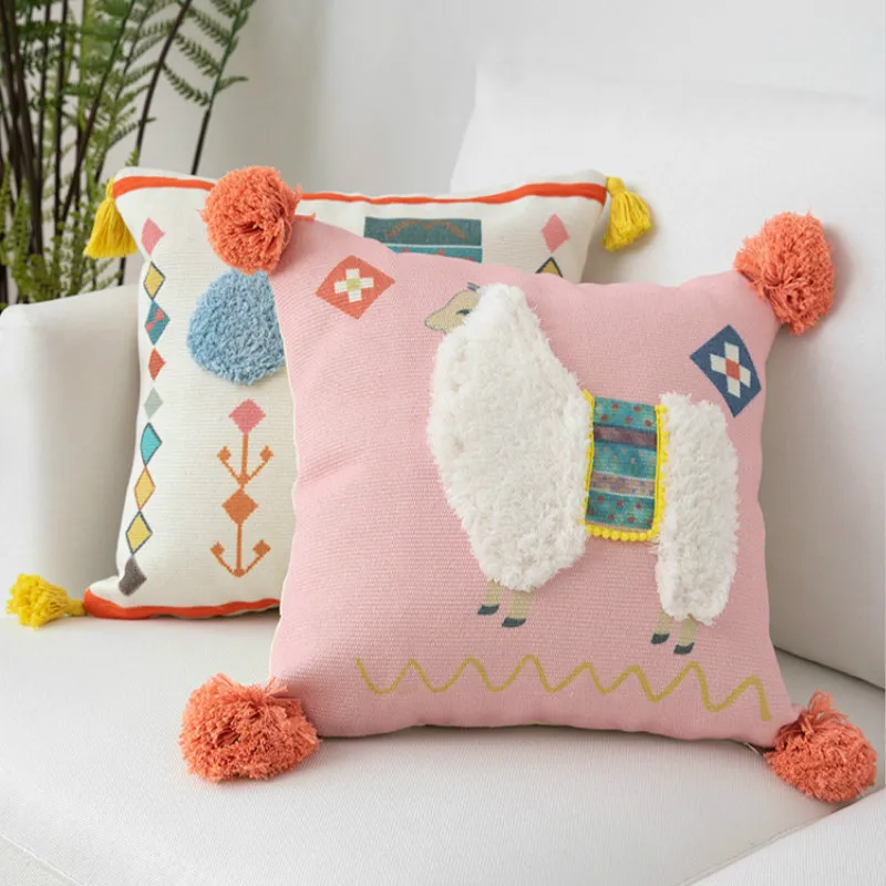 Бахрома Подушка Cojines Decorativos Para диванная подушка для стула подушка для гостиной ворсовая подушка с ворсом художественная фотография Рождественская наволочка