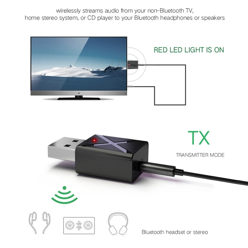 2 в 1 Bluetooth 5,0 аудио приемник передатчик беспроводной адаптер Мини 3,5 мм AUX Стерео Bluetooth передатчик для ТВ ПК автомобиля