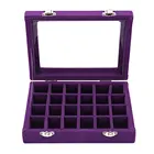 Бархатная стеклянная шкатулка с 24 ячейками для демонстрации колец, органайзер, коробка для хранения серег, держатель для ювелирных украшений, шкатулка для демонстрации