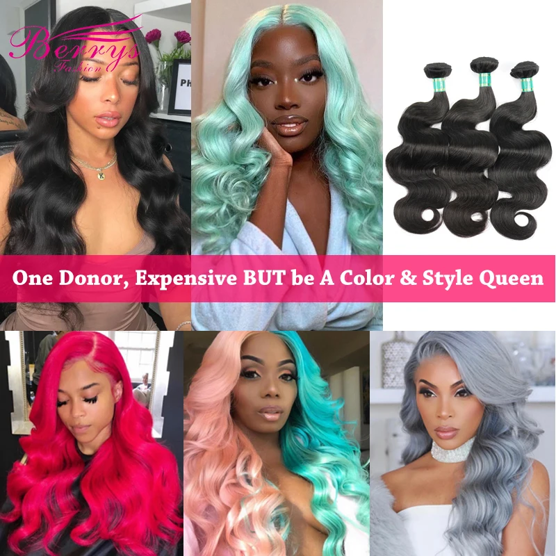 Berrys модные волнистые длинные волосы Пряди 10 32 дюйма бразильские девственные 3