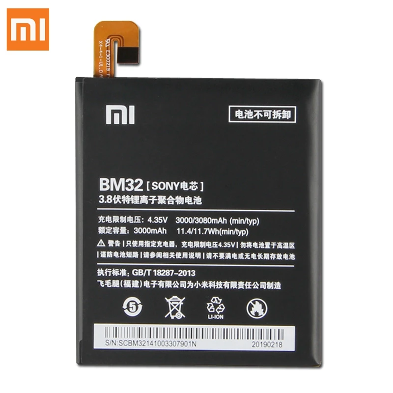 Оригинальная сменная батарея для Xiaomi mi 4 M4 mi 4 BM32, настоящая батарея для телефона 3080 мАч