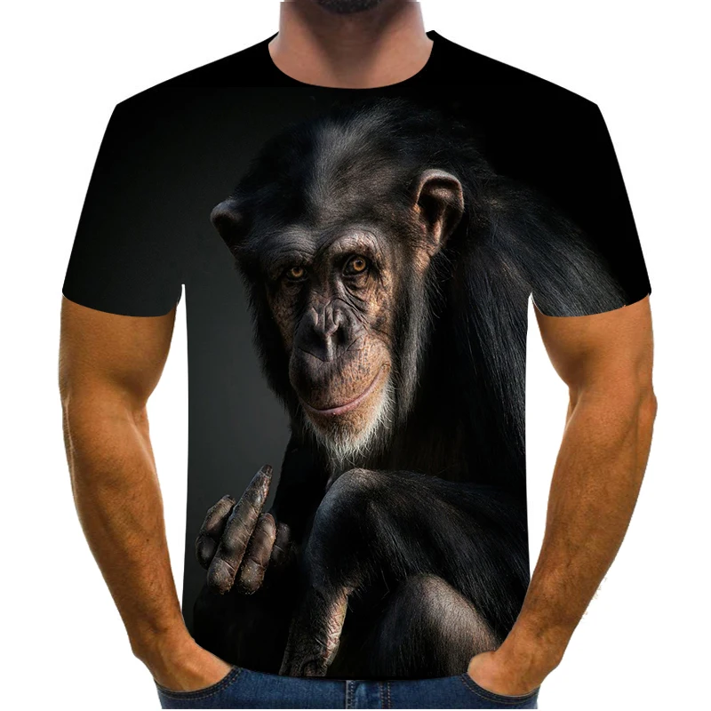 Мужская футболка с короткими рукавами брендовая летняя 3D-принтом обезьяны
