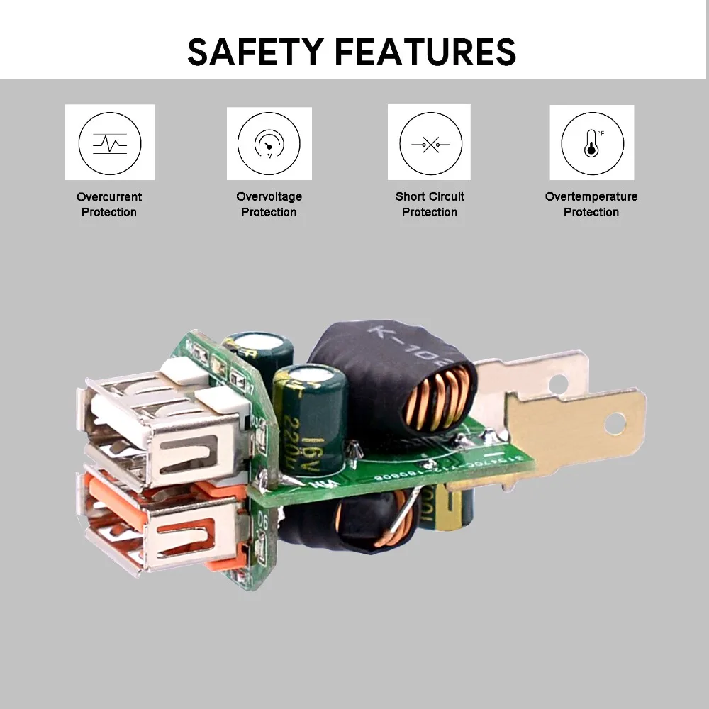 WUPP QC 3 0 Автомобильное быстрое зарядное устройство с двумя usb портами DC12V 24V