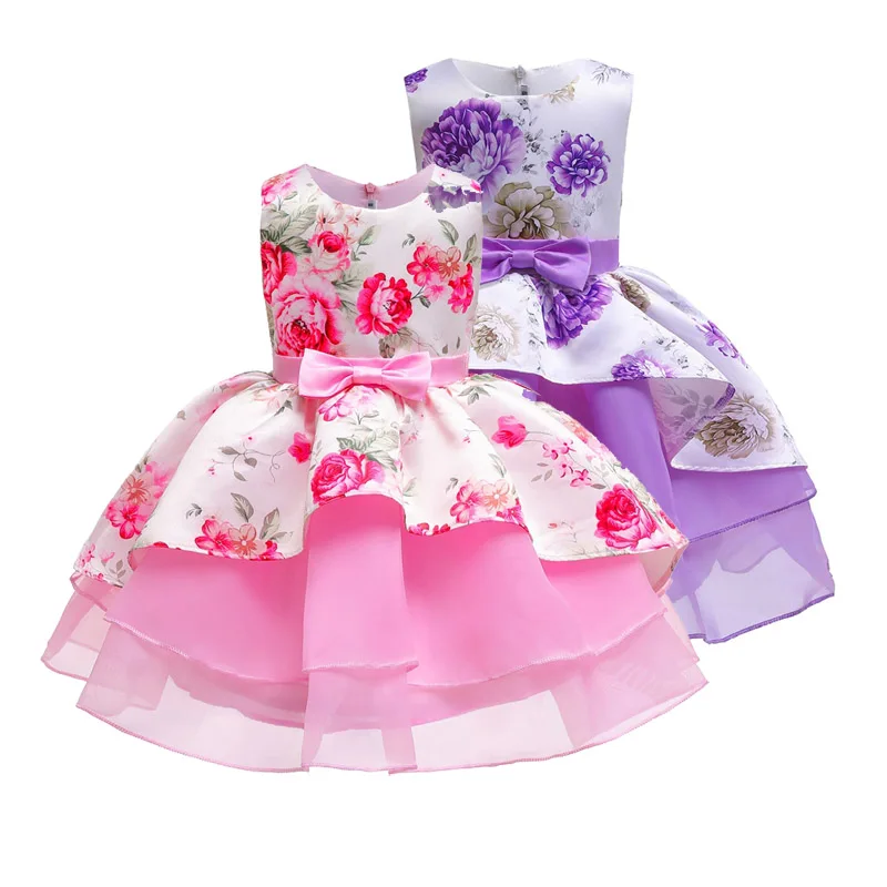 

Baby Girl Flower Layered Dress 2020 wedding Guest Dresses For 2-10Y Princess Party vestido Summer Clothes