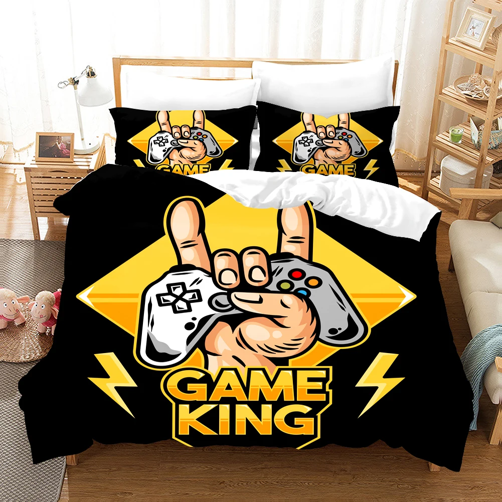 Yellow Game Bedding Set Kids Gamepad Gaming Quilt Cover Sets Duvet Covers Bed Linen Bedroom Gamer Cartoon Single Queen King Size