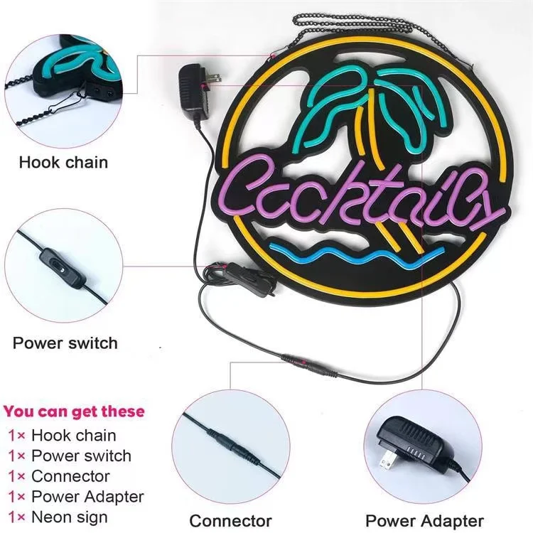 

Custom LED Neon Sign Light Cocktail for Bar Pub Girls Flex Neon Beer Whisky Bar Shop Logo Store Nightclub