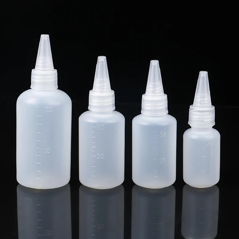 

10PCS/lot 30ML 50ML 60ML 100ML Empty PE Plastic Glue Bottles With Screw-On Lids Squeeze Liquid Ink Oil Dropper Bottles