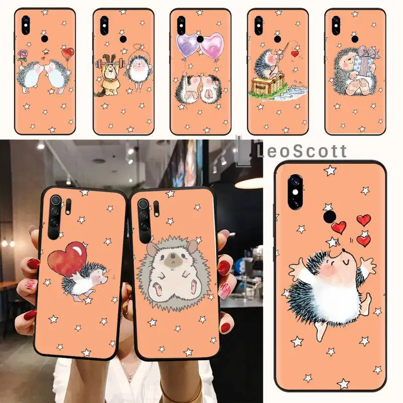 

Kawaii Hedgehog Heart cartoon Phone Case For Xiaomi Redmi note 7 8 9 t s 10 A pro lite funda shell coque cover