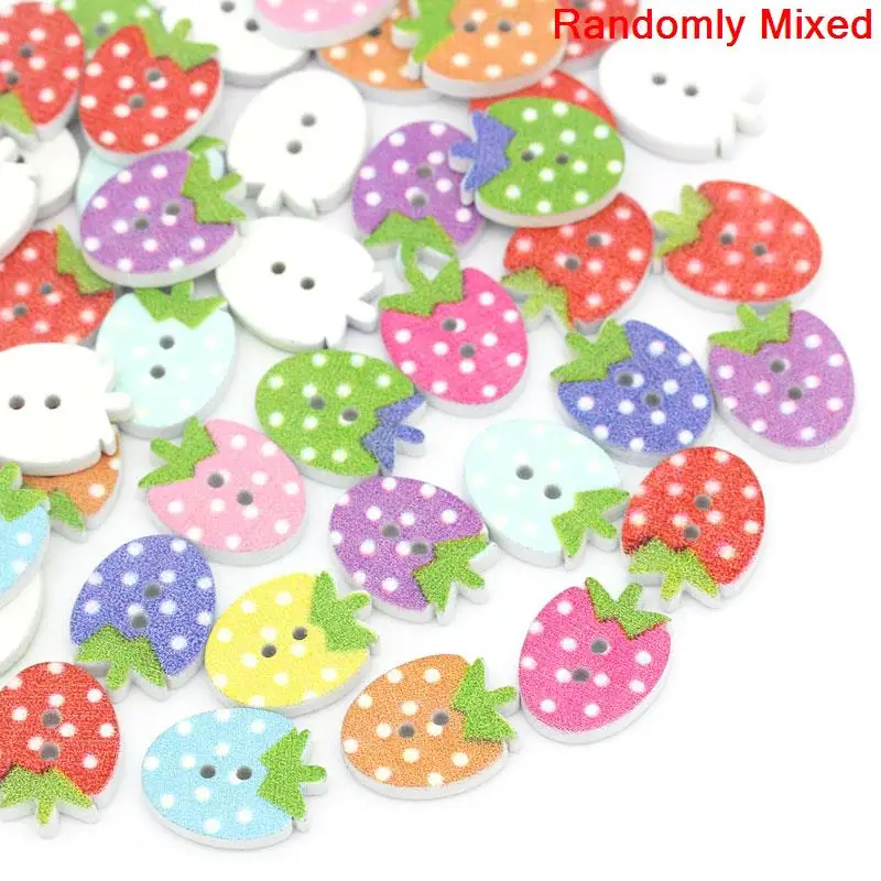 

100 PCs Wood Sewing Button Scrapbooking Strawberries At Random 2 Holes DIY Handmade Garment Sewing Accessories Crafts 16mmx12mm