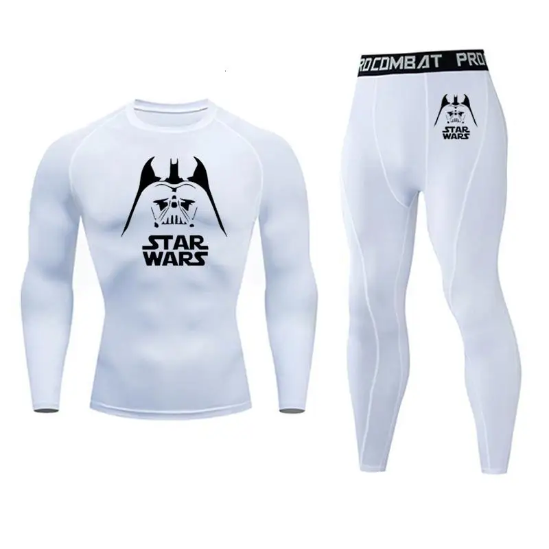 Star Wars Men thermal Underwear Set Compression Quick Drying Thermo fleece Men Clothing warm Shirt Fitness MMA men's full suit