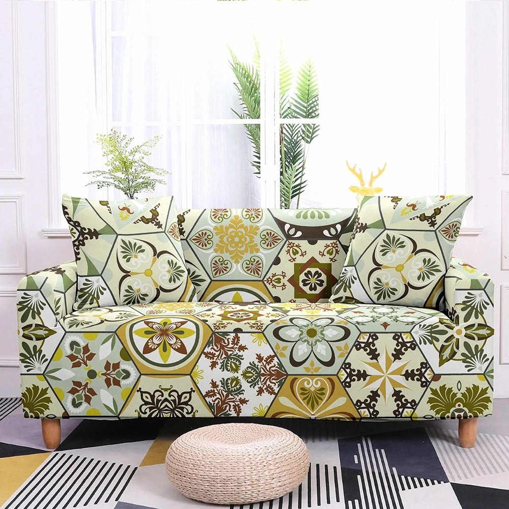 Hexagon Plaid Sofa Cover Modern Elastic Slipcover for Bedding Living Room Armchair Couch Corner 1/2/3/4 Seat | Дом и сад