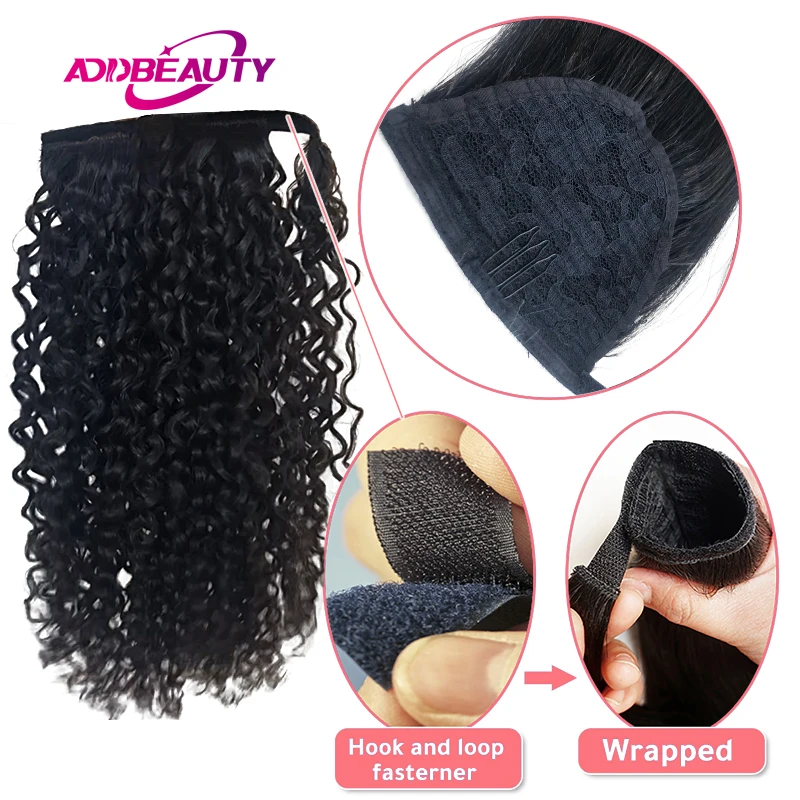 

Curly Drawstring Ponytail Virgin Human Hair With Clip In Wrap Around Hair Extension Thick Women Hairpiece Brazilian Hairstyle