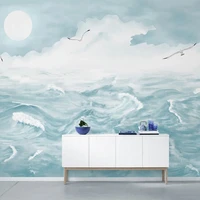 custom photo wallpaper nordic hand painted sea blue sky background wall decorative painting mural living room papel de parede 3d