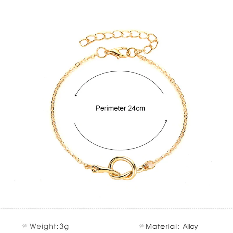 Knotted Chain Bracelets for Women Couple Bracelet Silver Color Charm Pulseras Mujer Moda Classic Simple Jewellery | Украшения и