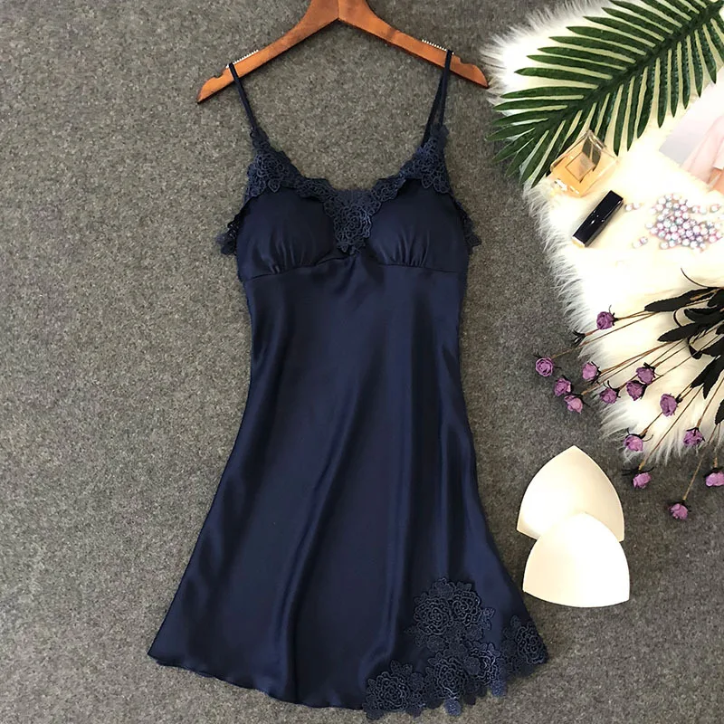 Ночная сорочка женская ночная Сексуальная ночнушка на бретельках рубашка с