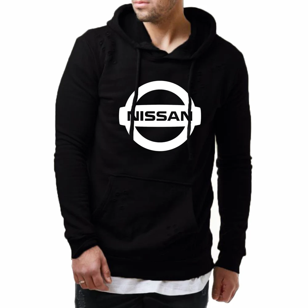 

Spring Autumn Hoodies Men Nissan Car Logo Print Sweatshirt Hole Men Hoodie hip hop Cotton Fashion Casual Hoody