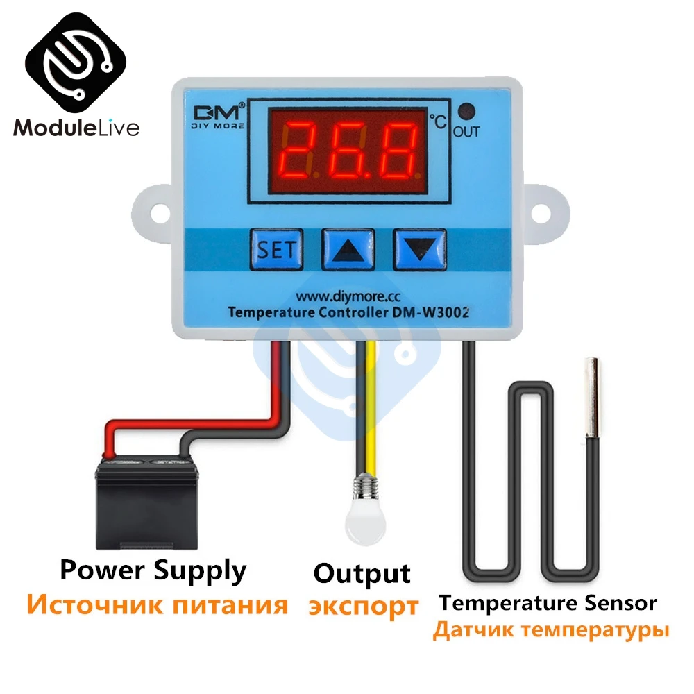 Цифровой светодиодный регулятор температуры 220 W3002 10 А 12 В 24 XH W3001 переменного тока