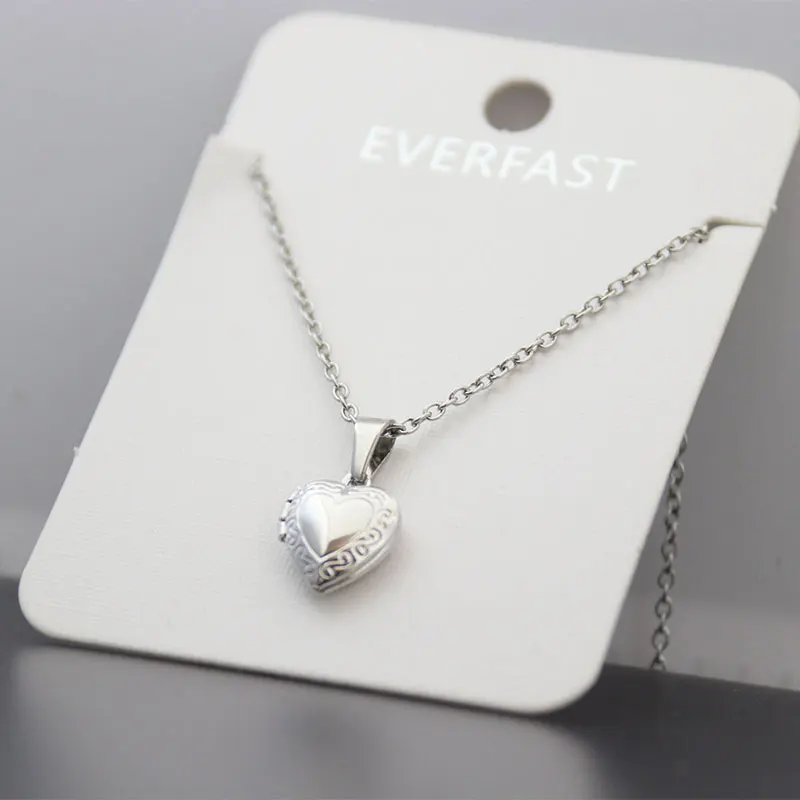 1pc Tiny Heart Photo Frame Pendant Necklace Love Heart Charms Floating Locket Necklaces Women Men Fashion Memorial Jewelry images - 6