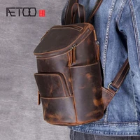 aetoo retro mad horse leather shoulder bag male and female leather backpack handmade head cowhide hundred backpack