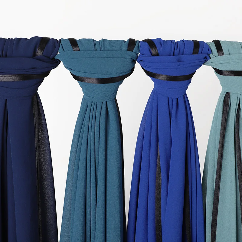 

Woman Fashion Chiffon Hijabs Scarf Long Soft Wrap Scarf Shawl Muslim Hijabs Scarf Good Black Stitching