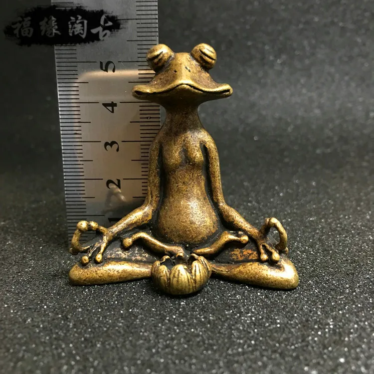 Сборная китайская латунная резная Красивая лягушка лотос чай подставка для