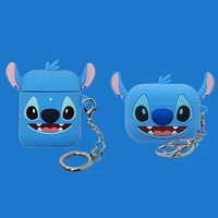 new disney lilo stitch airpods case silicone with key chain cute anime protection cover for airpods proairpod 2air pods 1