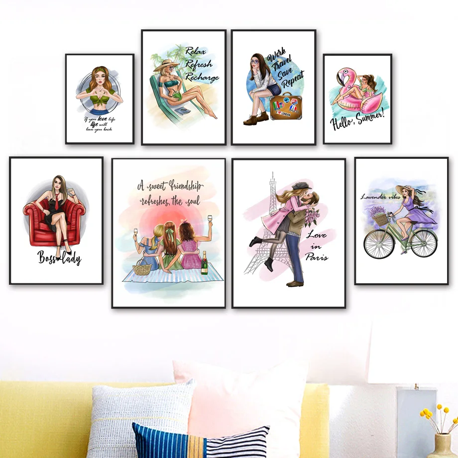 

Fashion Girl Inspirational Quotes Makeup Wall Art Canvas Painting Nordic Posters And Prints Wall Pictures For Living Room Decor