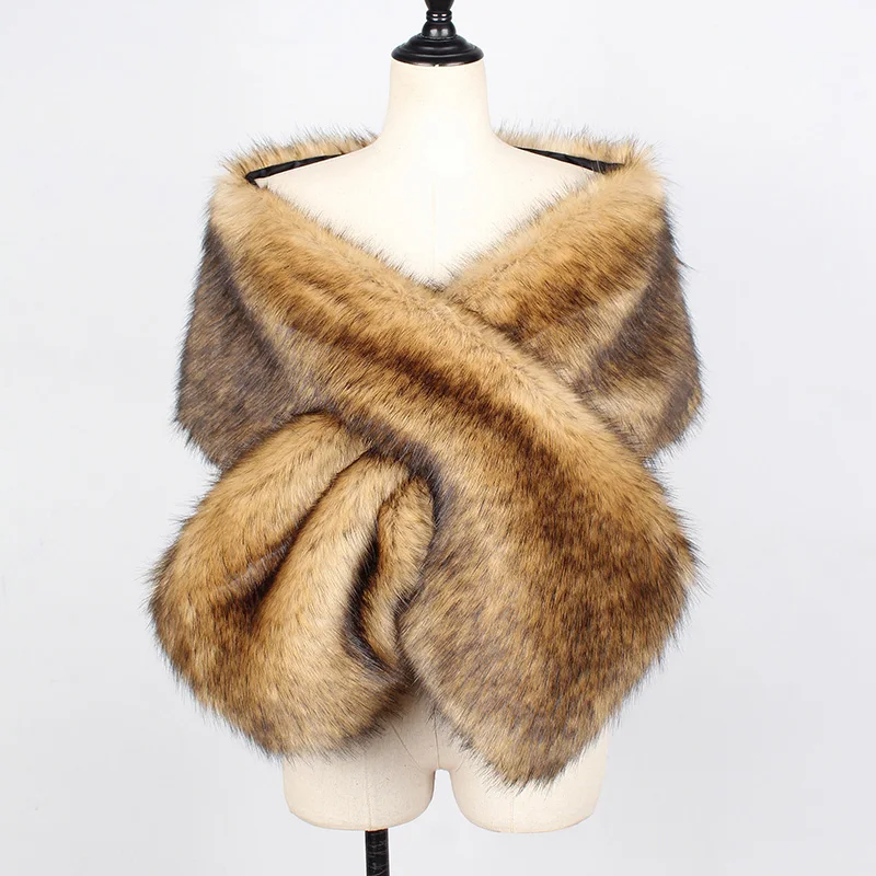 Осень-зима 2020 Модный женский шарф из искусственного меха шаль пушистая спереди