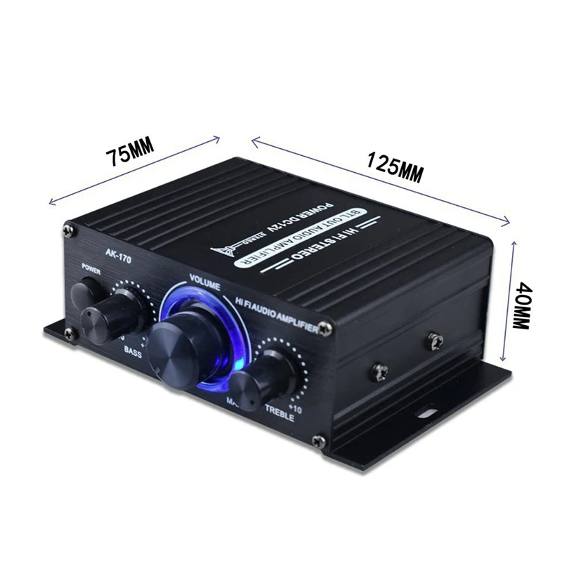 20Wx2 мини стерео усилитель DC12V двухканальный Hi-Fi o плеер поддержка телефона DVD вход