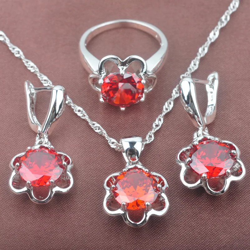 Женский свадебный ювелирный набор много цветов циркониевые Серьги серебряного