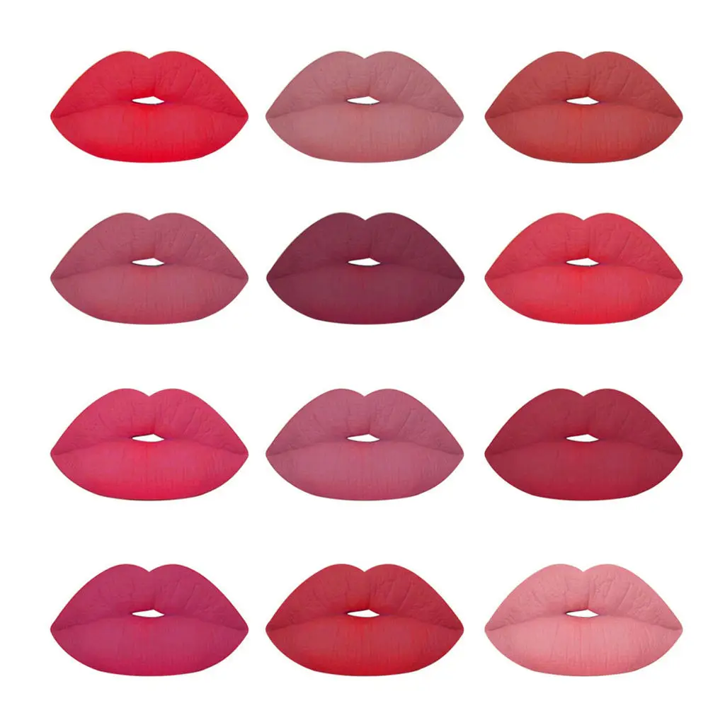 Set of 12 Colors Matte Lipgloss Bold Vivid Color |
