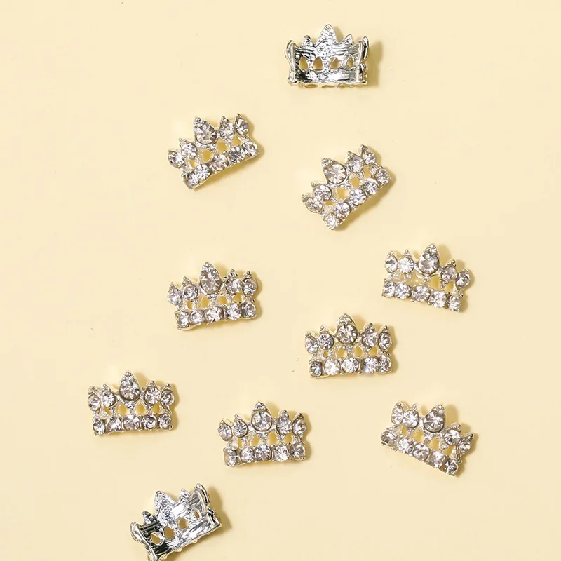 10 шт./упак. аксессуары для дизайна ногтей Подвески Роскошная 3D Корона Серебряный