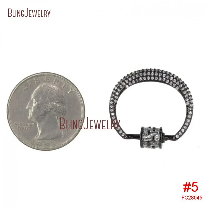 Карабин с овальной застежкой розового и золотого цвета черным фианитом 26x25 мм